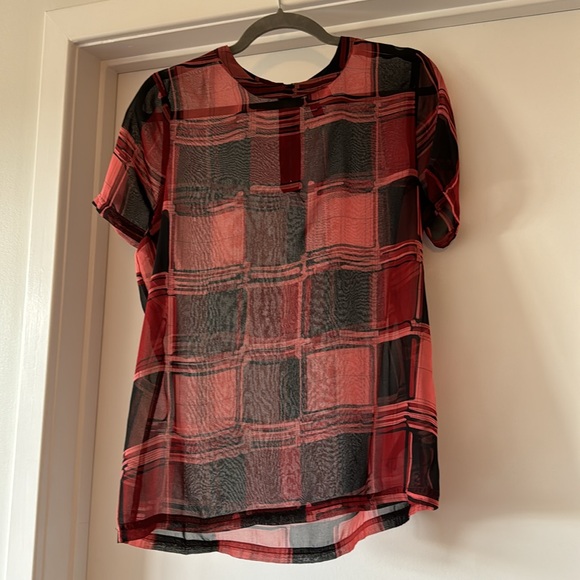 Forever 21 Sheer Plaid Top - Size Medium - Picture 7 of 8